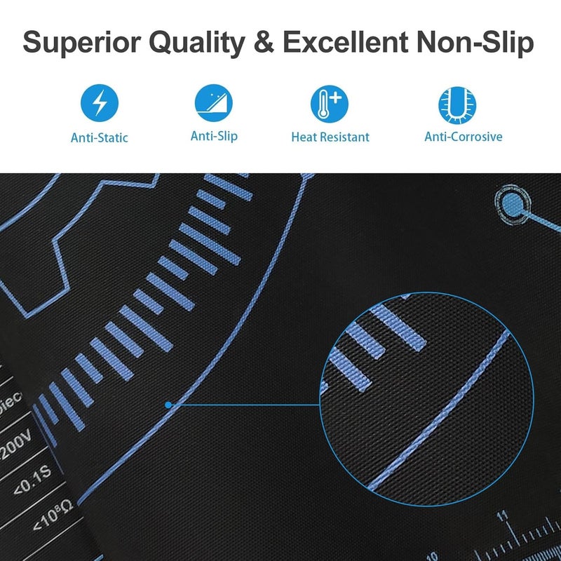 KooMall Large 48x24 Inch Anti Static Mat, Soldering Rubber Mat for PC Building, ESD Sensitive Device Repair, Assembly Work, with ESD Grounding Plug,Cord,Wrist Strap Bracelets Wristband,Heat Resistant - Image 4